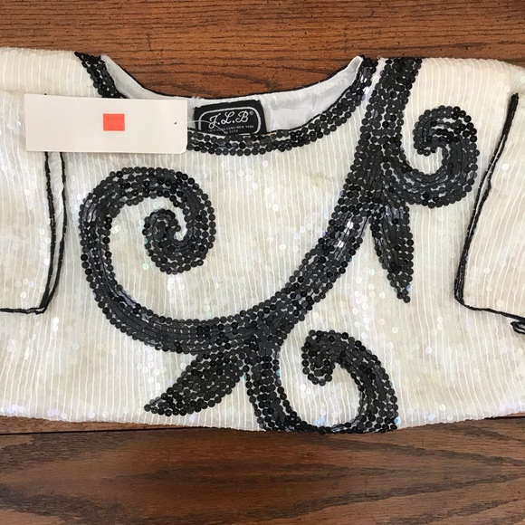 J.L.B 🌴🌴Paris-Hong Kong-New York sequin top - Picture 7 of 8